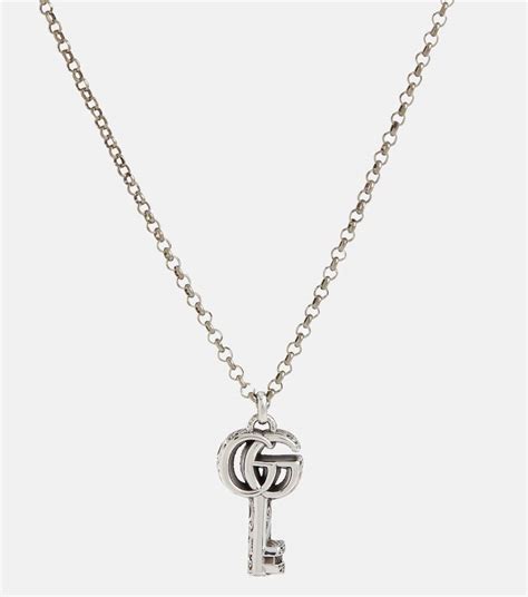 gucci silver key necklace|Gucci double g key necklace.